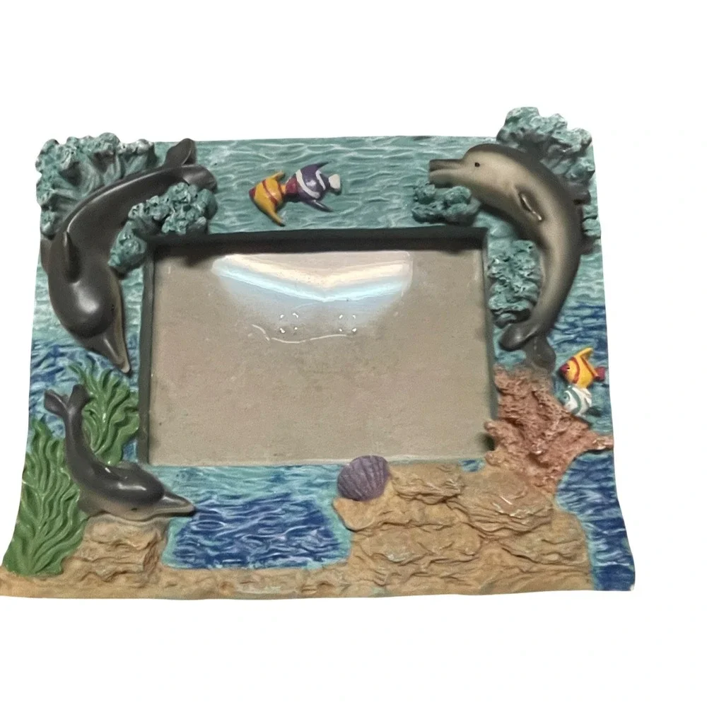 Vintage Dolphin Ocean Resin Picture Frame 3D Beach‎ Tropical Fish Nautical Decor